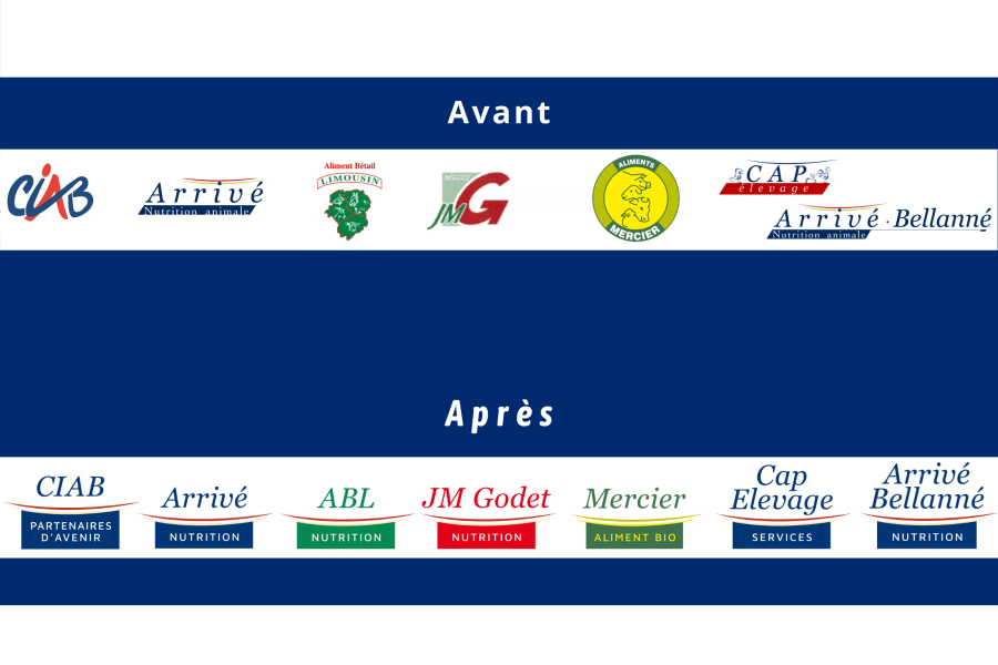 Logo avant et après des filiales du groupe Nutriciab